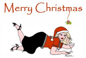 "Martini Christmas Diva" Christmas Cards - Pkg of 8 by Lenore Garnhum