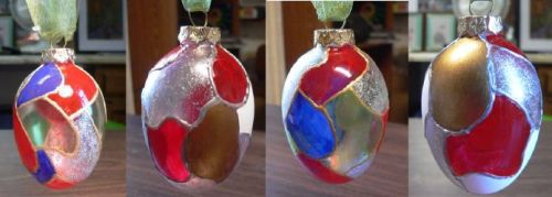 OOAK - "Stained Glass" Ornaments - Set of 4 by Linda Lewis